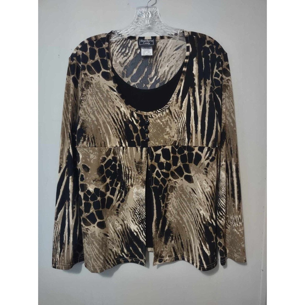 Southern Lady | Animal Print Long Sleeve Top Size Medium